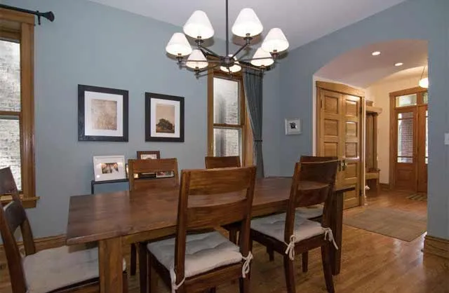 Home Renovation Featuring a Curved Hall Ceiling, New Milled Oak Trim, and Closet and New Entry Doors.
