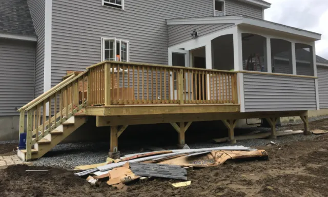 Three season porch, with open deck. Fun build great for parties!