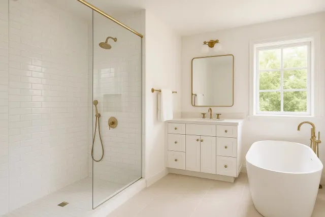 Bright white refinished bathroom with reglazed tub and tile in Rhode Island