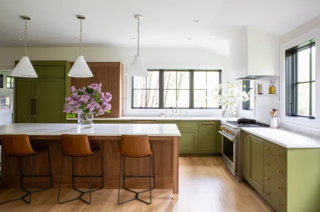 Olive and walnut custom kitchen