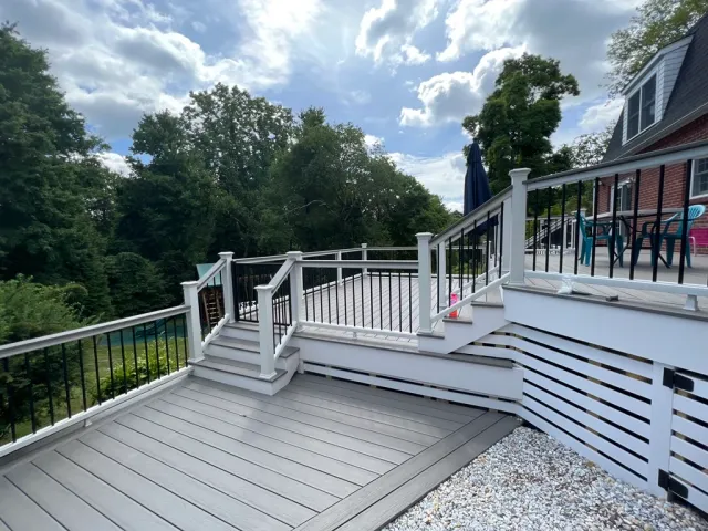 MoistureShield composite deck with Trex Transcend railings in Easton, CT