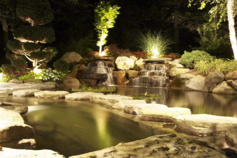 Landscape lighting at dusk
