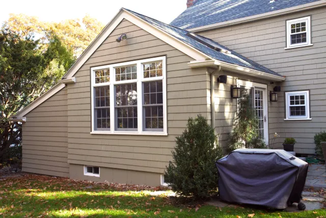 family room addition with skylight exterior