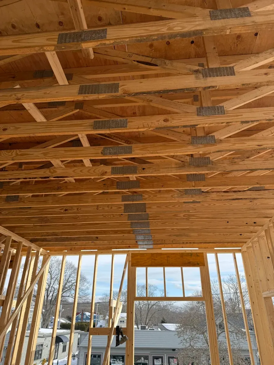 Wood framing construction — residential addition, North Shore MA