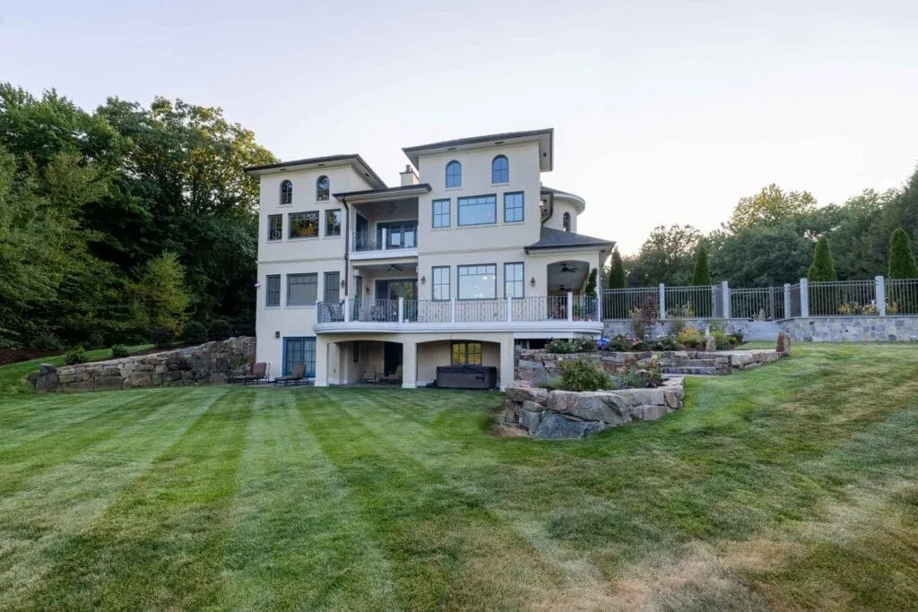 West Newbury, MA landscape maintenance: striped lawn