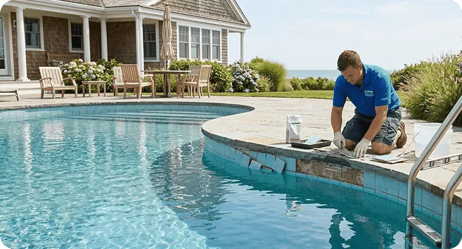 Cracked pool tiles in Nashua NH – pool tile replacement by Affordable Pool Repair