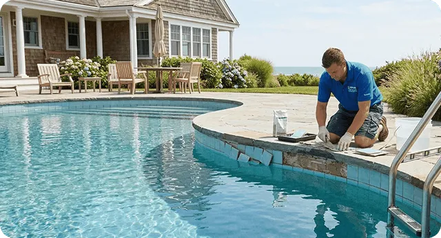 Cracked pool tiles in Nashua NH – pool tile replacement by Affordable Pool Repair