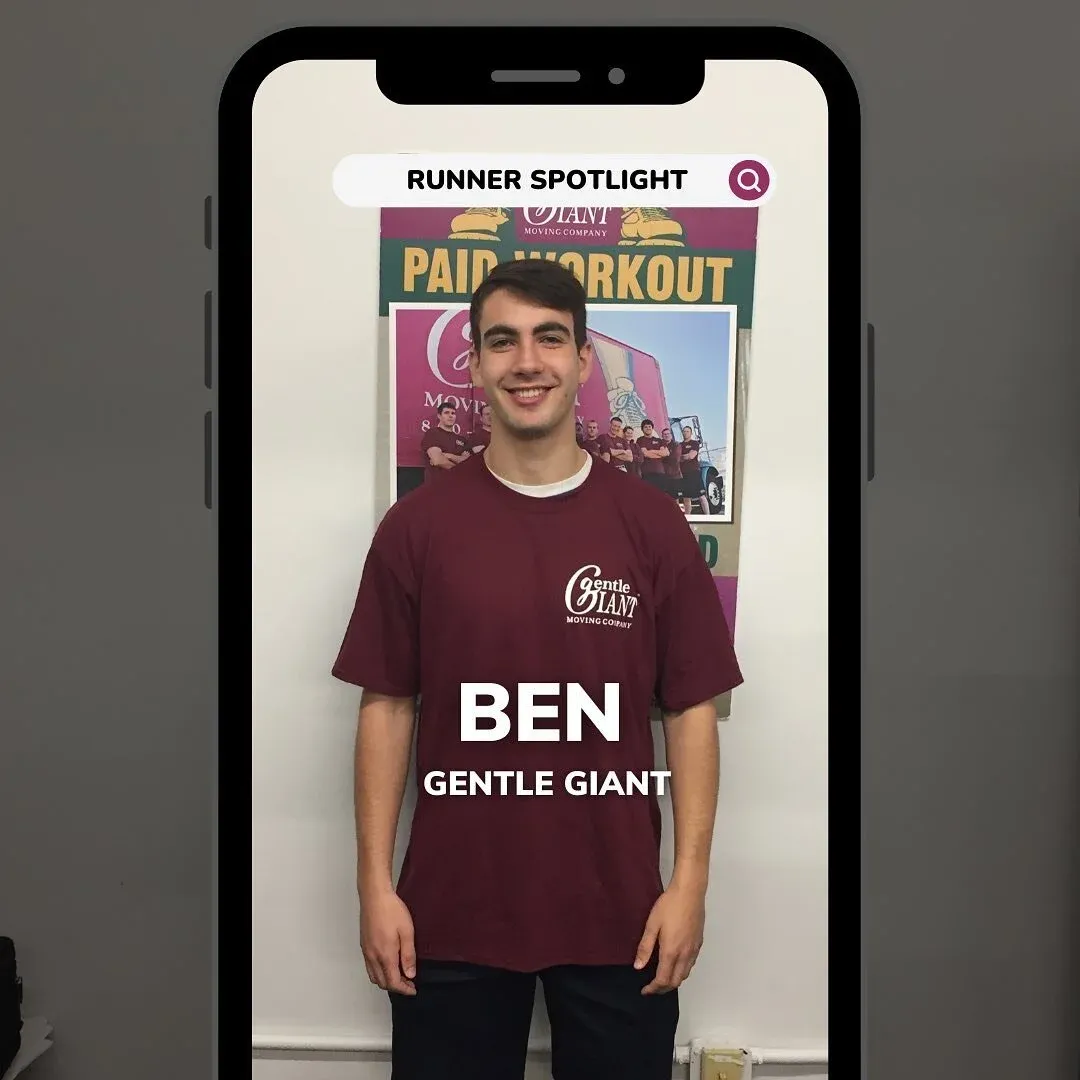 📢 With the countdown to the 126th @bostonmarathon underway, we are spotlighting the Giants who will lace up their running shoes and hit the road on April 18th ⏳

Ben is a Gentle Giant mover and has been with the company for almost 4 years 📦 This wi