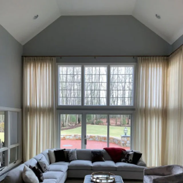 Vaulted living room walls and ceiling painted