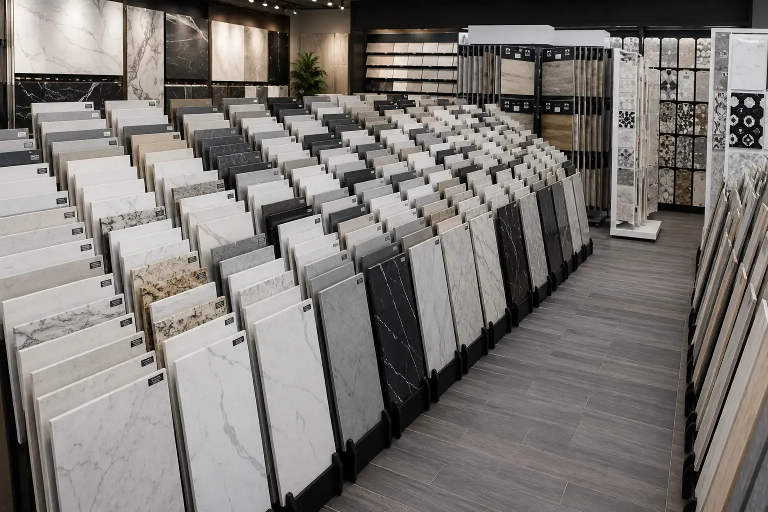 Showroom with a wide selection of countertop materials