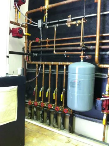 Copper near-boiler piping with zone circulators
