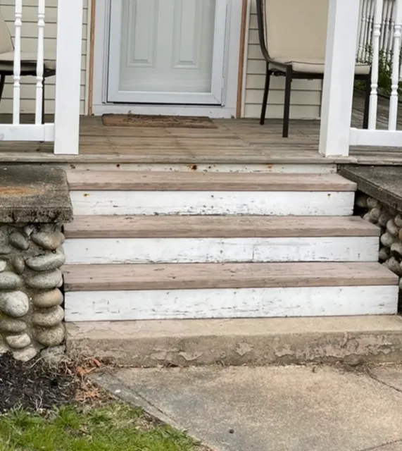 Front entry stairs during carpentry repair