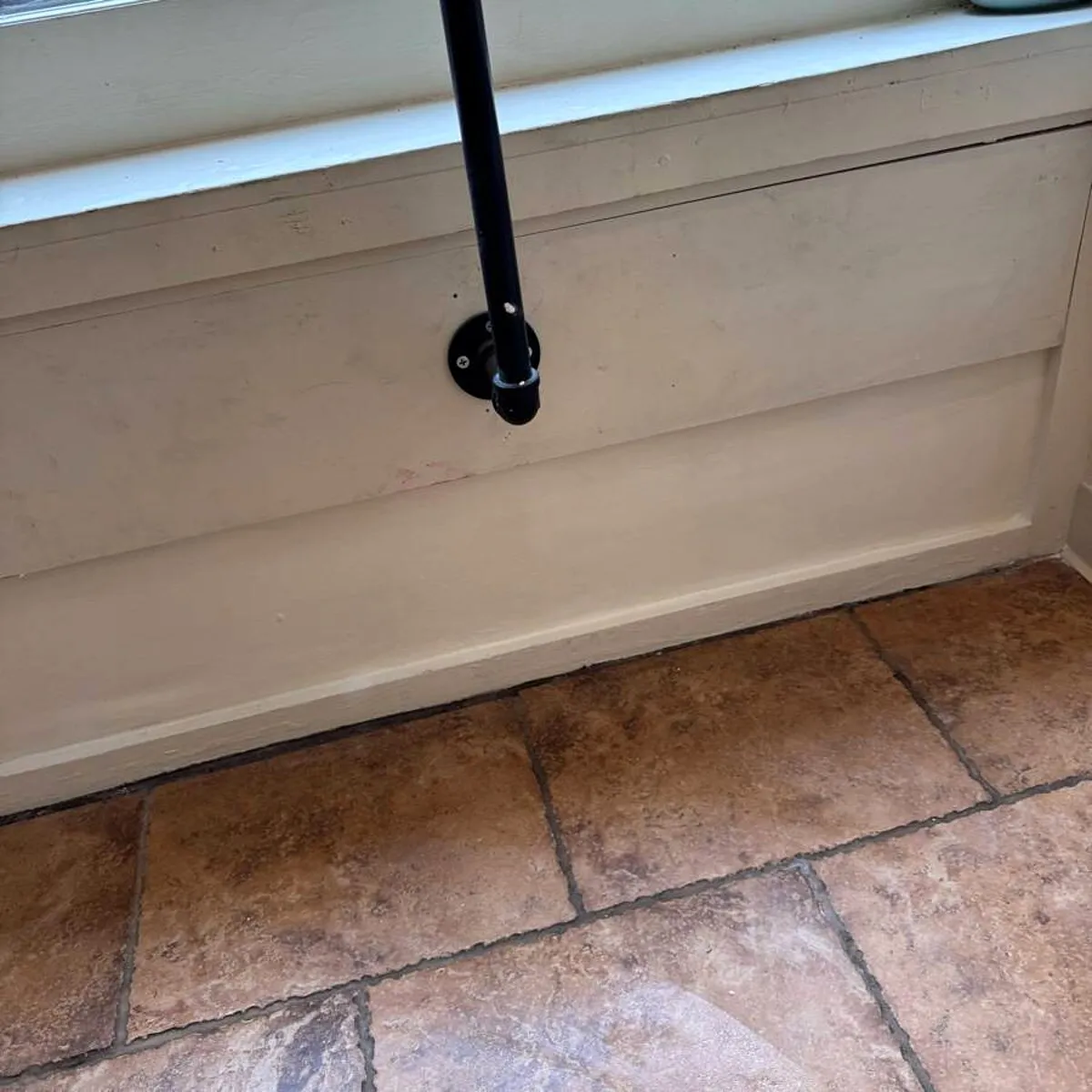 Repaired and color-matched wall at a commercial space