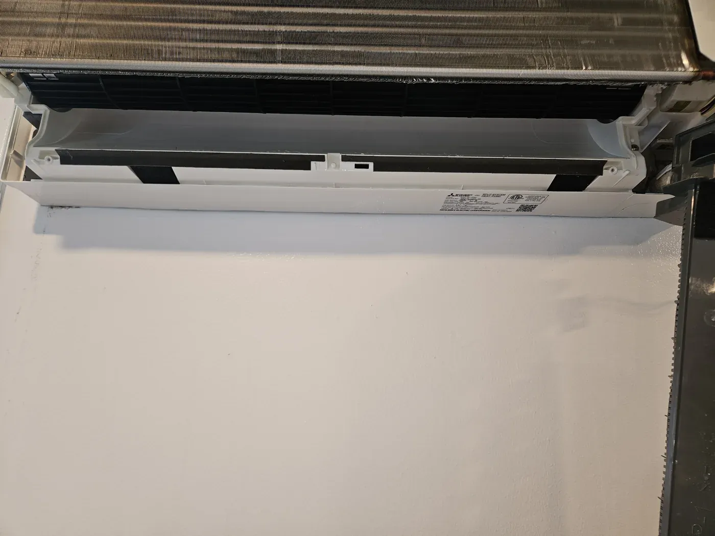 Mitsubishi mini-split evaporator coil and blower wheel after deep cleaning