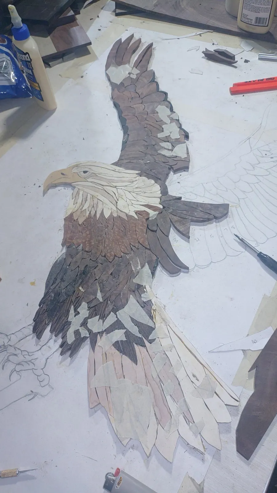 Hardwood eagle design in action