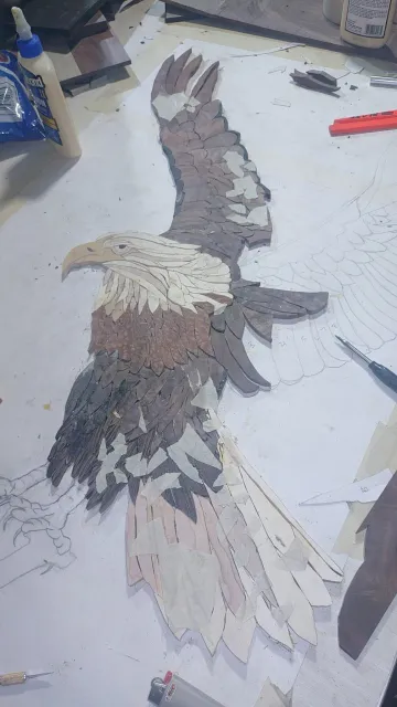 Hardwood eagle design in action