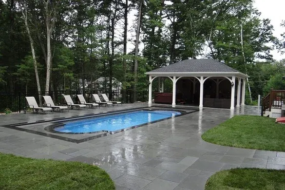 Bluestone pool patio with pavilion
