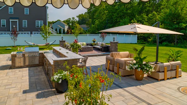 Patio Construction with Custom Outdoor Kitchen in Milford, MA