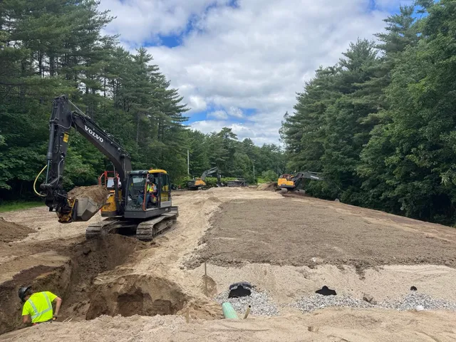 Three Woods excavators on the Town of Cornish municipal leach field replacement