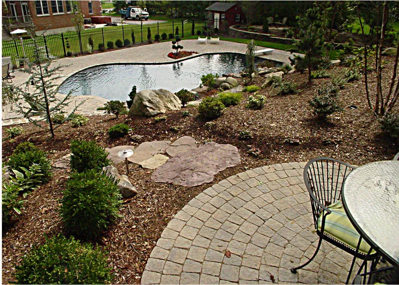 Perennial border and lawn