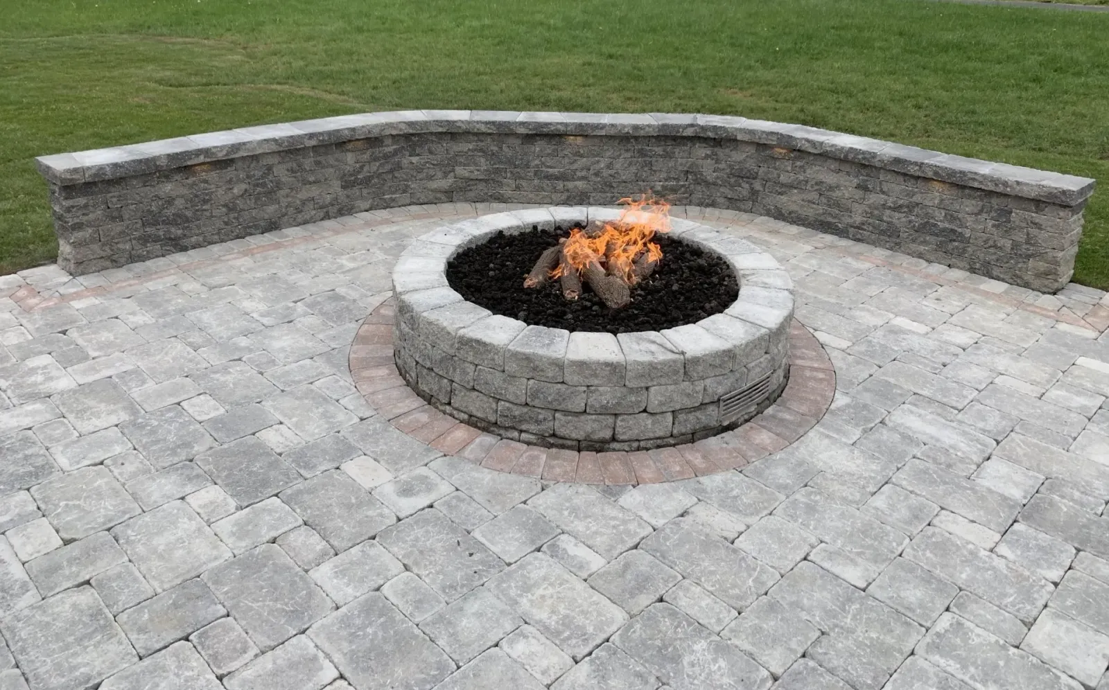 Outdoor Stone Fire Pit Installation Landscapers
