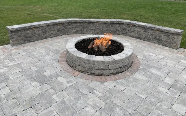 Outdoor Stone Fire Pit Installation Landscapers