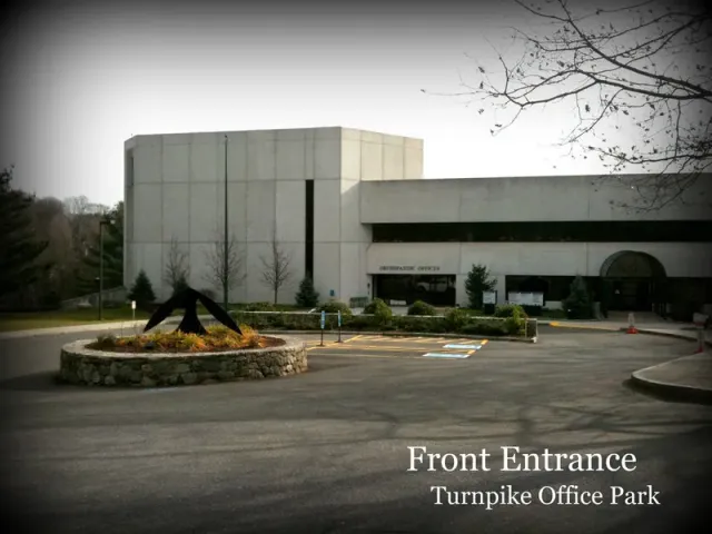 Turnpike Office Park, Middlebury CT: front entrance and landscaped drive