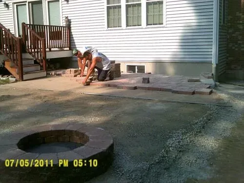 Stone fire pit in North Attleboro, MA