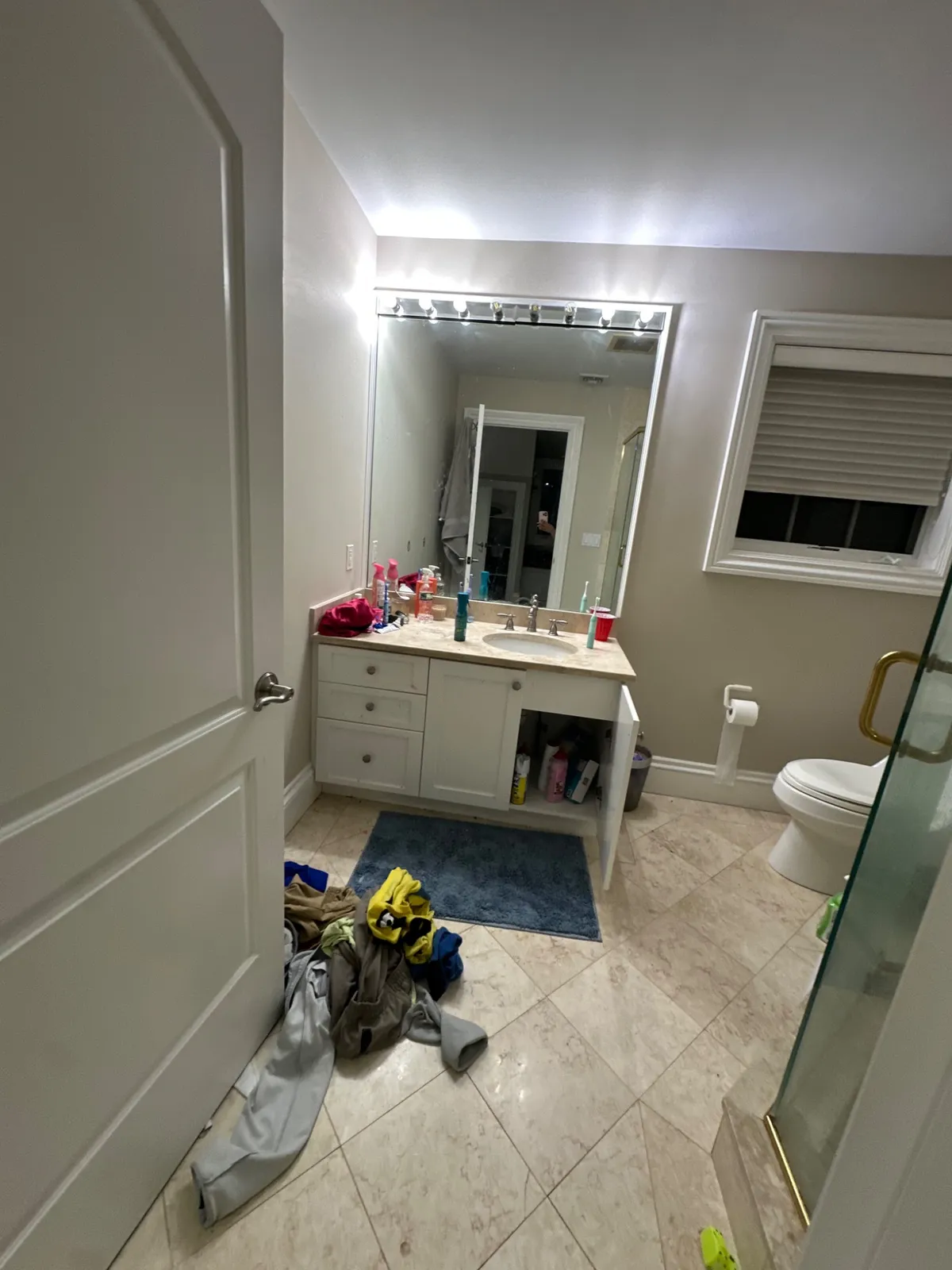 Bathroom vanity before cleaning