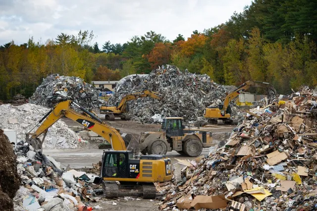 Construction debris recycling at Northeast Recycling site in New England.