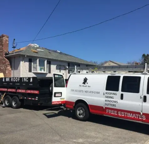 Completed roof replacement in Attleboro, MA using GAF asphalt shingles on a 2,500 sq. ft. residential home