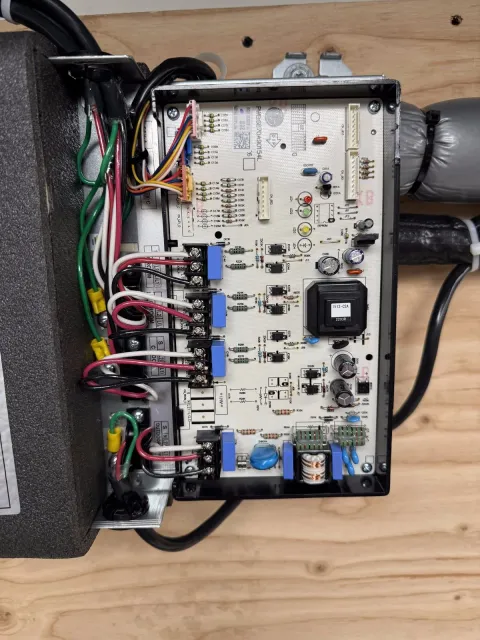 Professional electrical control board wiring with multi-colored wire connections