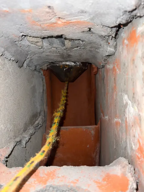 Inside a flue during a relining