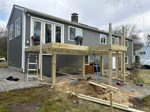 Renovated patio deck in shrewsbury massachusetts by licensed general contractor