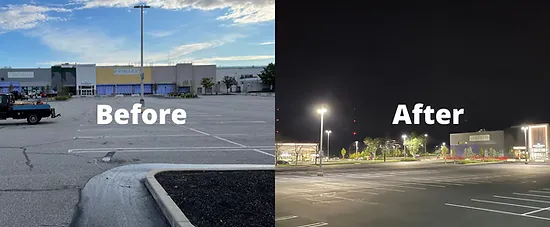 Before and after a sealcoating project