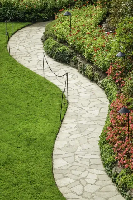 Paver walkway leading to a front entry in Massachusetts