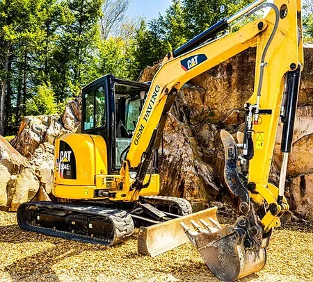 A GSM branded mini excavator