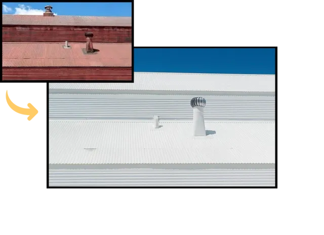 Roof restoration before and after