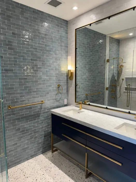 Blue tile bathroom