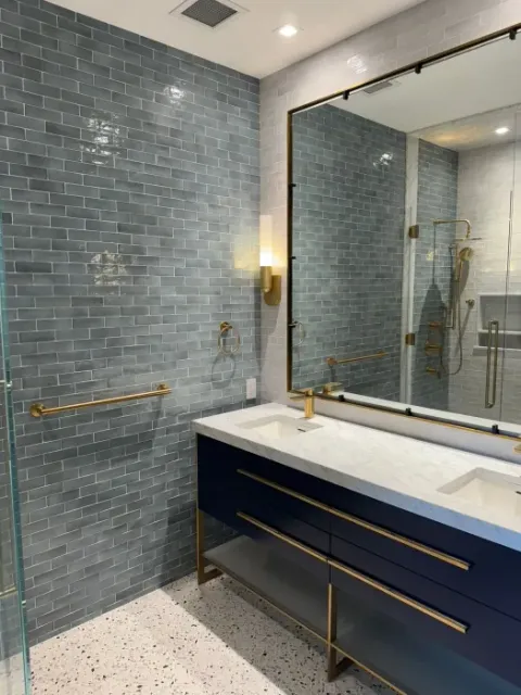 Blue tile bathroom