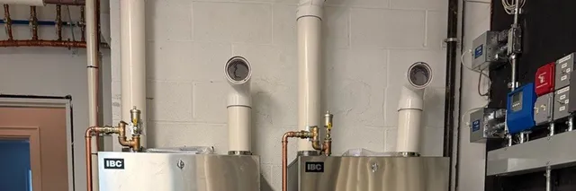 Two new IBC boilers installed for a proactive boiler replacement in Belle Haven, Greenwich, CT.