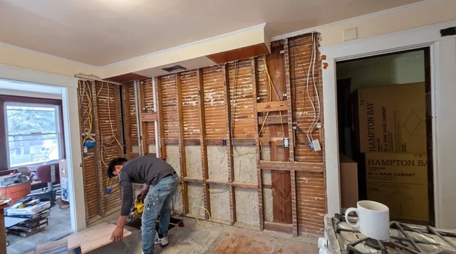 Kitchen gutted to the studs