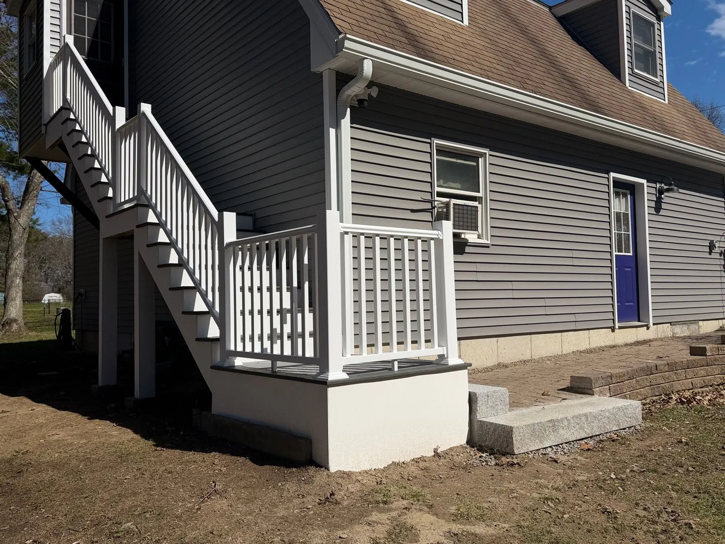 Rebuilt side entry landing and stairs