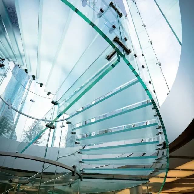 modern glass spiral staircase