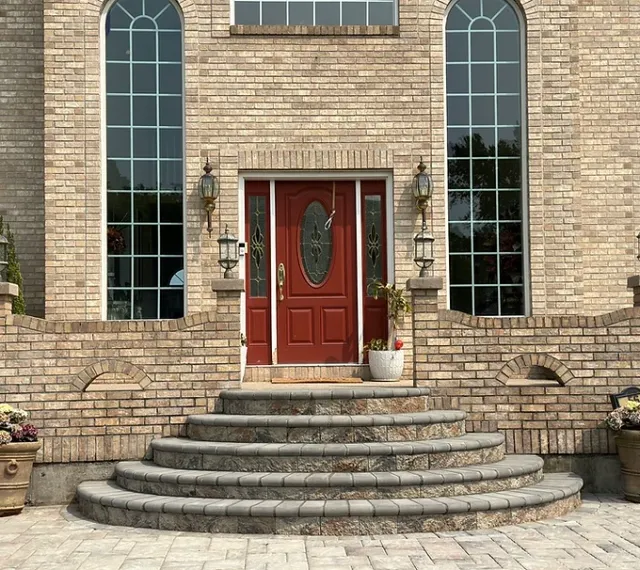 Custom stone barbecue grill built by Shkembi Masonry in Connecticut