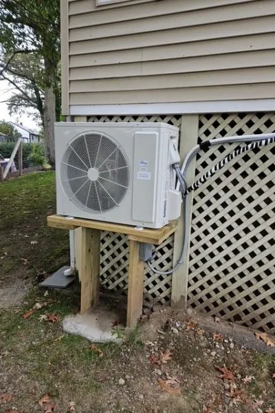 Outdoor mini-split air conditioner on stand