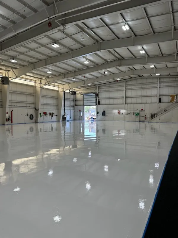 Airplane hangar floor coating