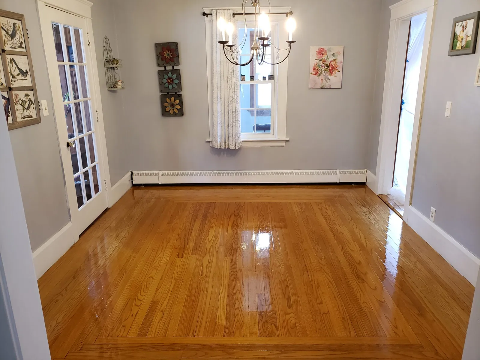 Polished hardwood floors