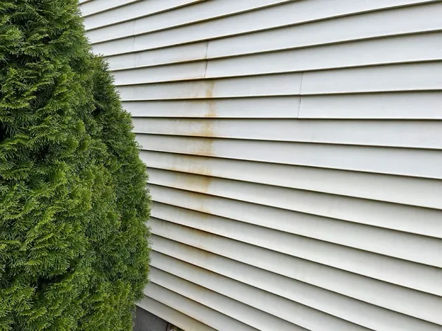 Rust removal from the side of a house in Connecticut