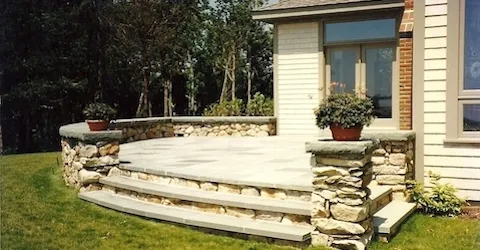 Patio, Stone Wall, and Stairs